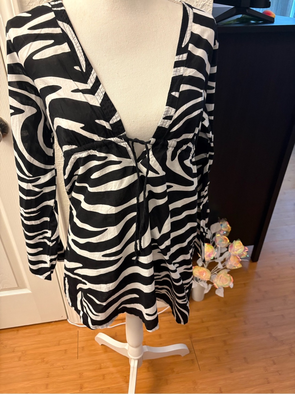 Ralph Lauren Black and White Zebra Print Swim Coverup